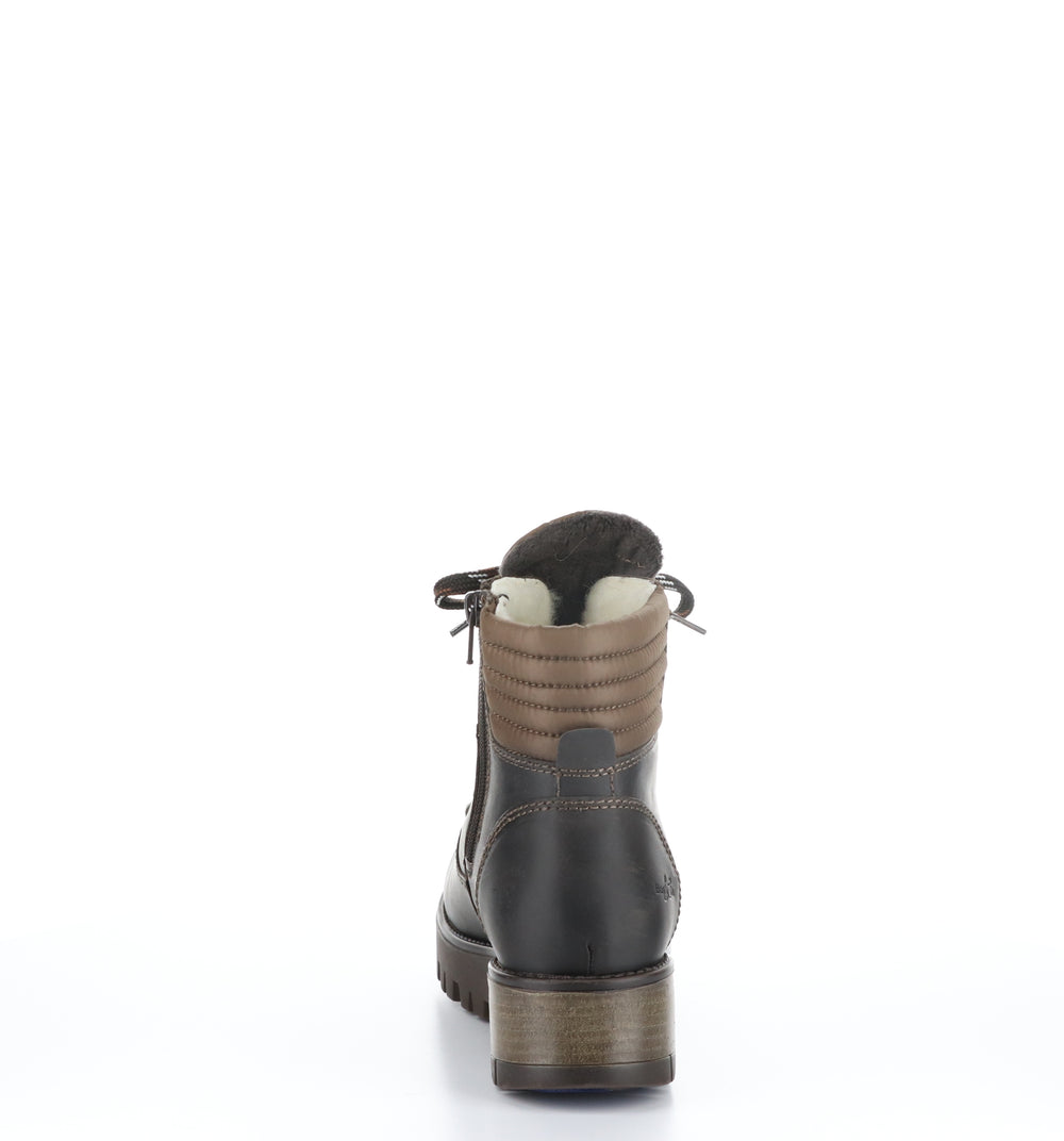 GATOR PRIMA Dk Brown/Tan Zip Up Ankle Boots|GATOR PRIMA Bottines avec Fermeture Zippée in Marron