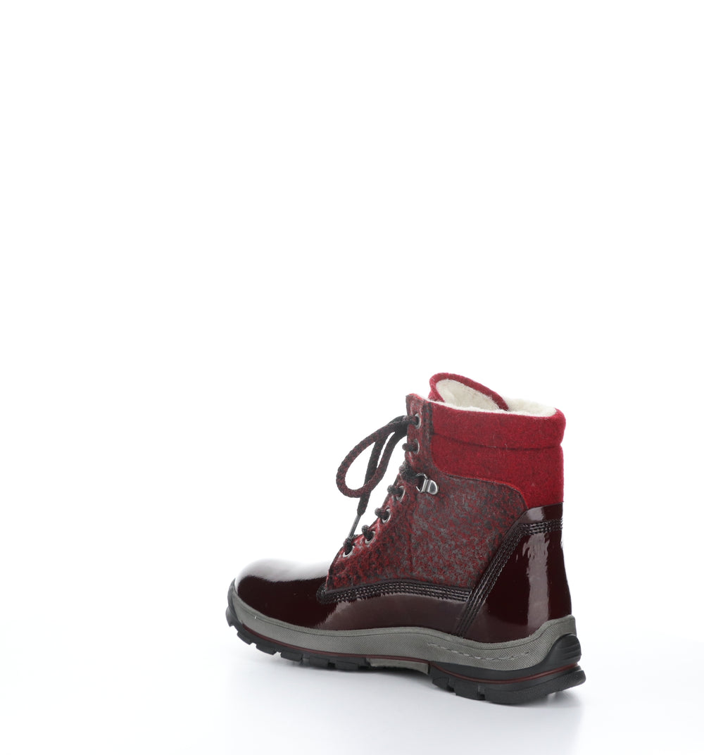 GIFT Bordo/Black Zip Up Ankle Boots|GIFT Bottines avec Fermeture Zippée in Rouge