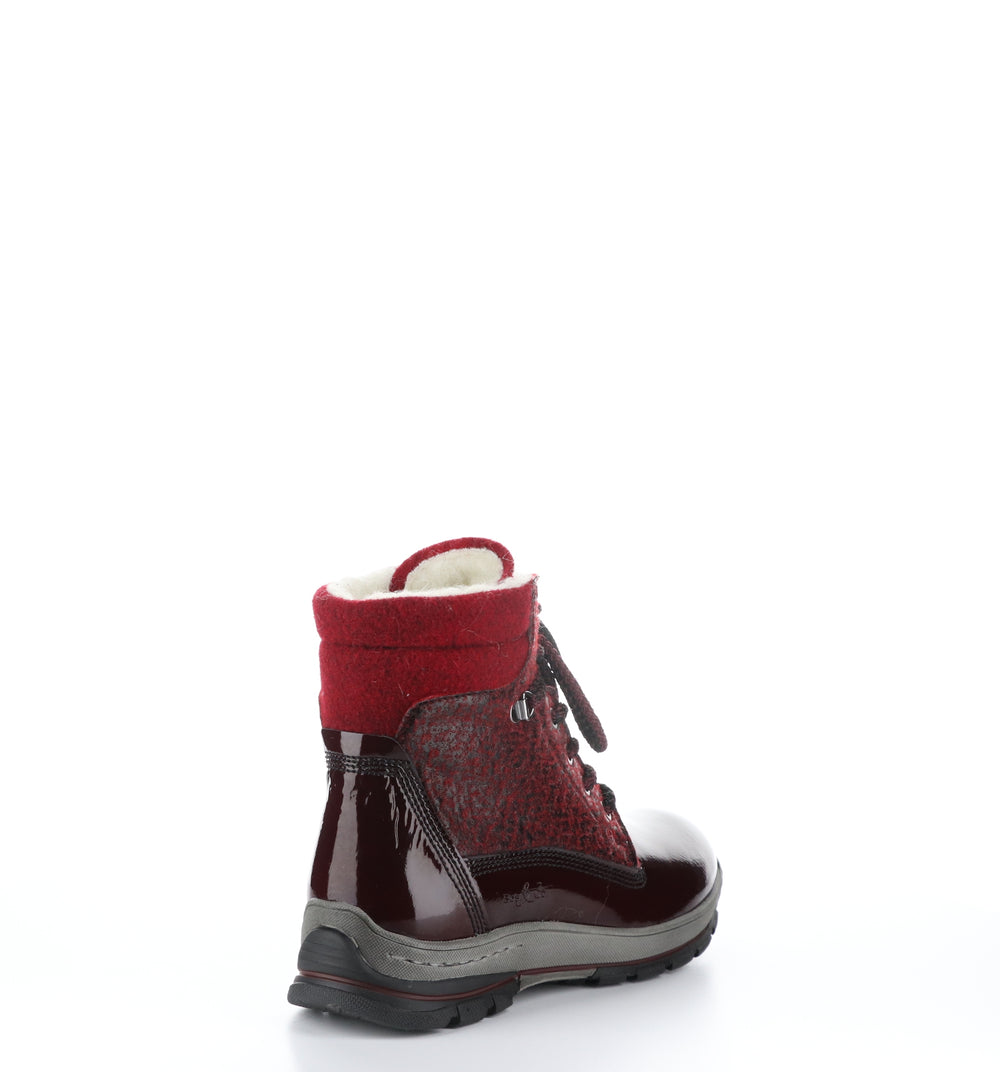 GIFT Bordo/Black Zip Up Ankle Boots|GIFT Bottines avec Fermeture Zippée in Rouge