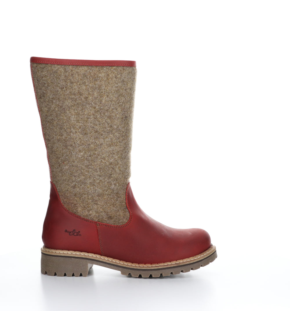 HANAH Red/Beige Round Toe Boots|HANAH Bottes à Bout Rond in Rouge