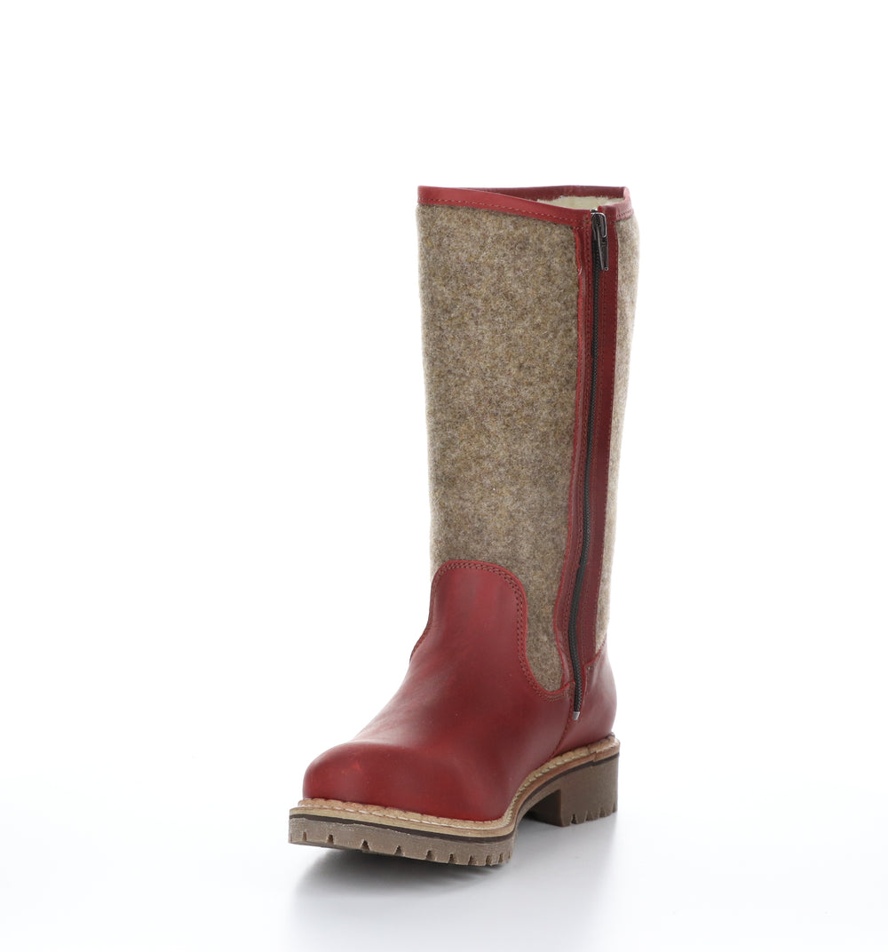 HANAH Red/Beige Round Toe Boots|HANAH Bottes à Bout Rond in Rouge