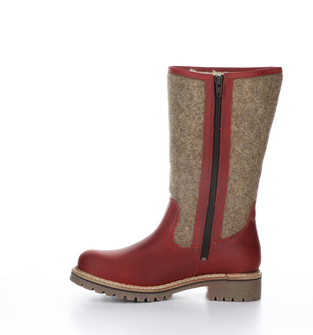 HANAH Red/Beige Round Toe Boots|HANAH Bottes à Bout Rond in Rouge