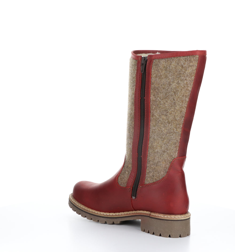 HANAH Red/Beige Round Toe Boots|HANAH Bottes à Bout Rond in Rouge