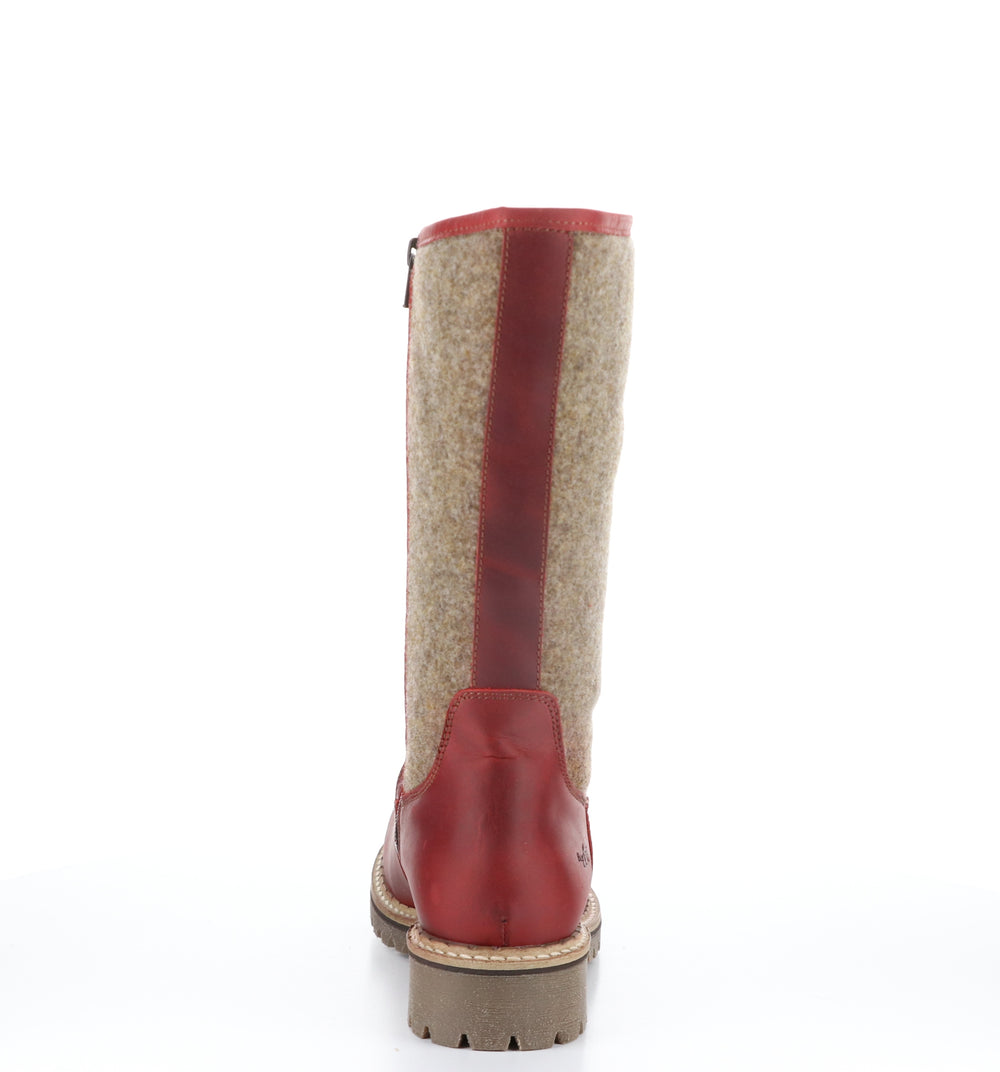 HANAH Red/Beige Round Toe Boots|HANAH Bottes à Bout Rond in Rouge