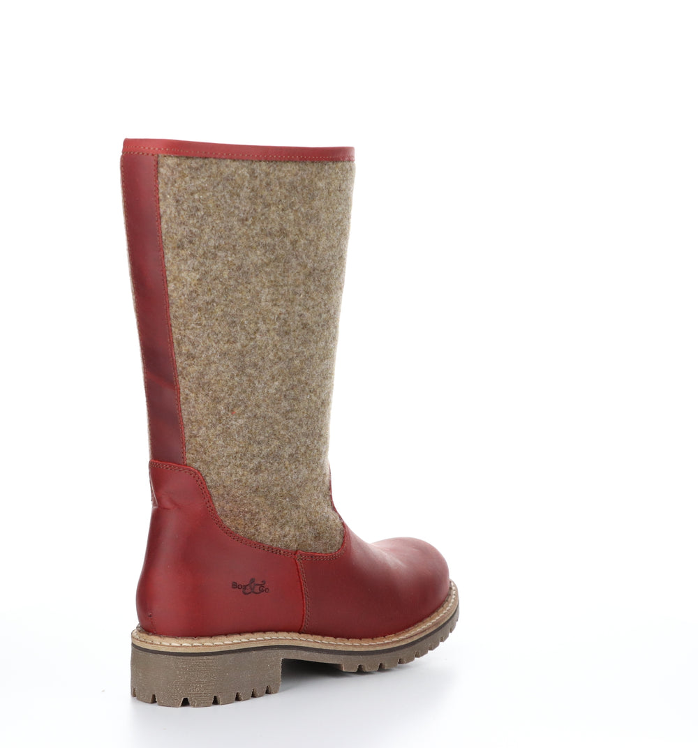 HANAH Red/Beige Round Toe Boots|HANAH Bottes à Bout Rond in Rouge