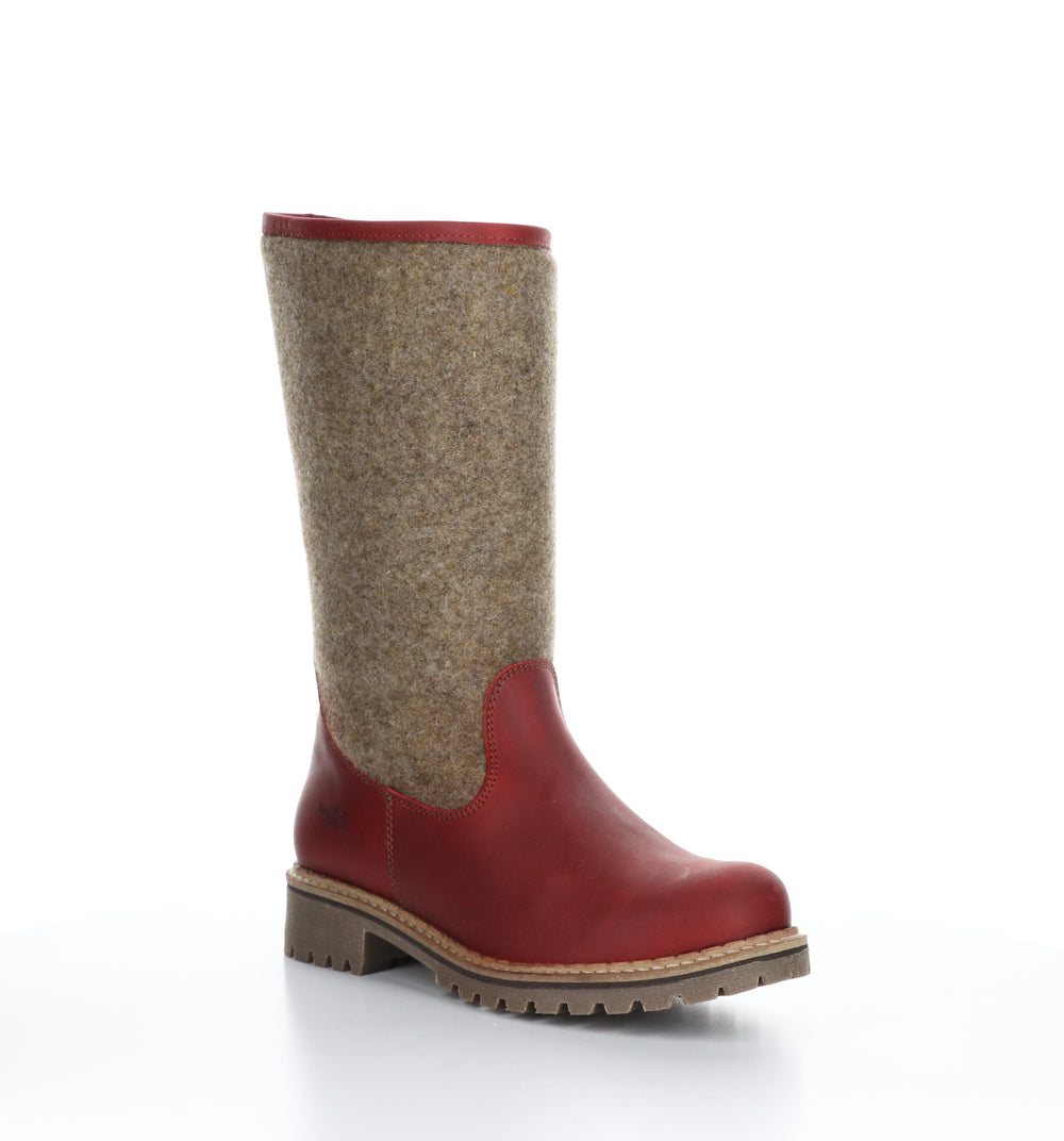 HANAH Red/Beige Round Toe Boots|HANAH Bottes à Bout Rond in Rouge