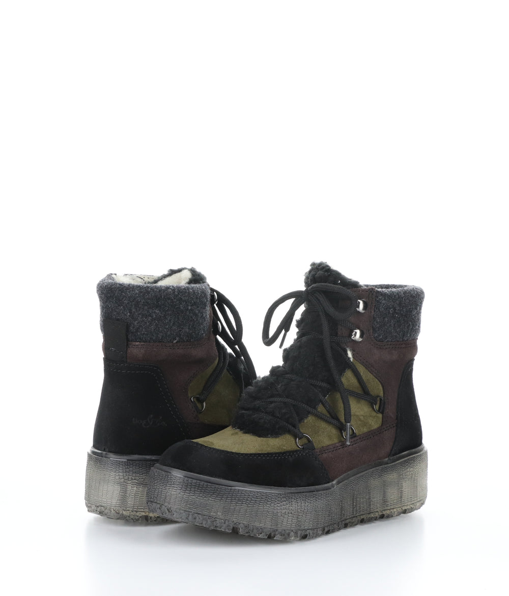 IDEAL BLACK/OLIVE/PLUM Round Toe Boots