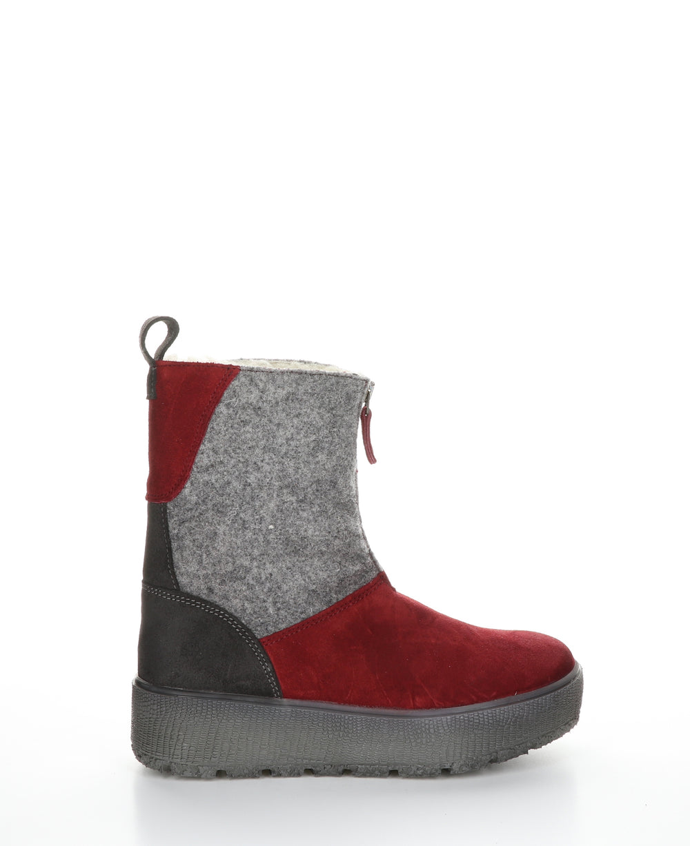 IGNITE Sangria/Grey Zip Up Boots|IGNITE Bottes avec Fermeture Zippée in Rouge