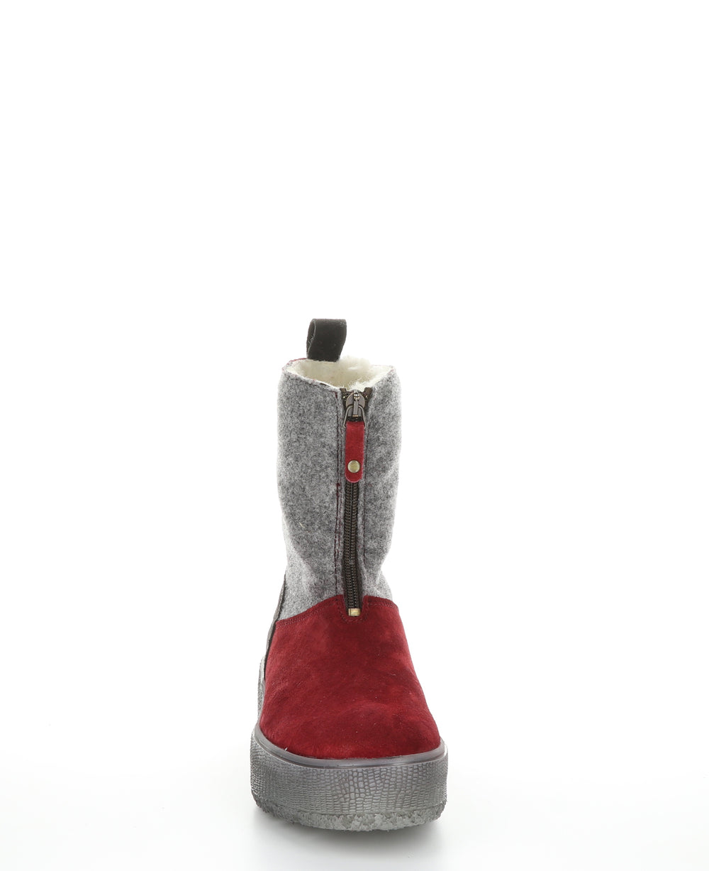 IGNITE Sangria/Grey Zip Up Boots|IGNITE Bottes avec Fermeture Zippée in Rouge