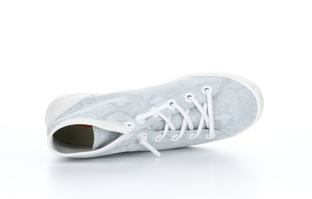 ISLEEN2 Smooth Light Grey Snake/ White Slip-on Trainers|ISLEEN2 Baskets à Enfiler in Gris Clair