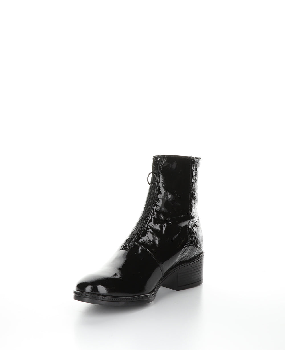 JORDON Black Zip Up Ankle Boots|JORDON Bottines avec Fermeture Zippée in Noir