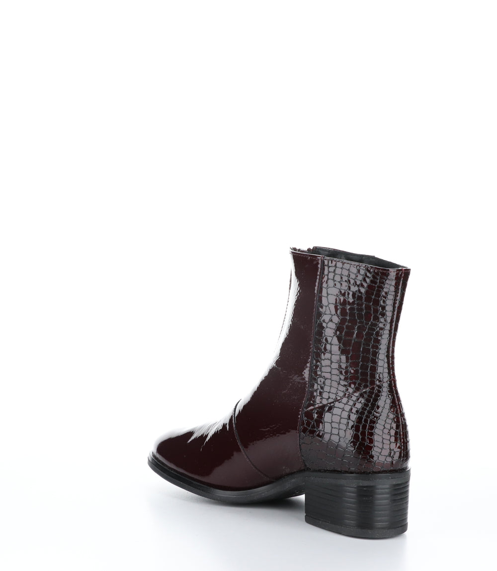JORDON Bordo Zip Up Ankle Boots|JORDON Bottines avec Fermeture Zippée in Rouge