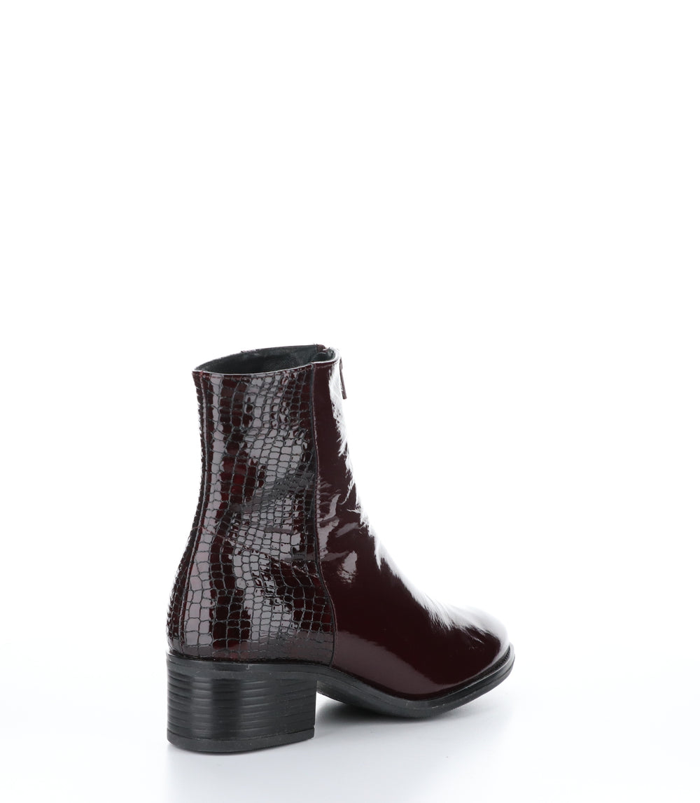 JORDON Bordo Zip Up Ankle Boots|JORDON Bottines avec Fermeture Zippée in Rouge