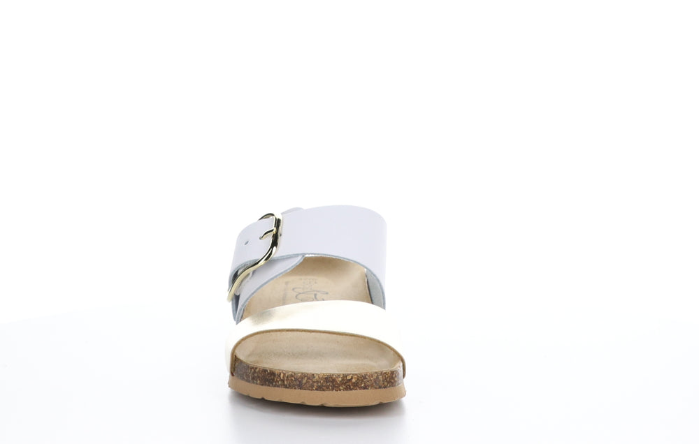 LAPO White/Gold Casual Slides|LAPO Claquettes en Look Décontracté in Or Blanc