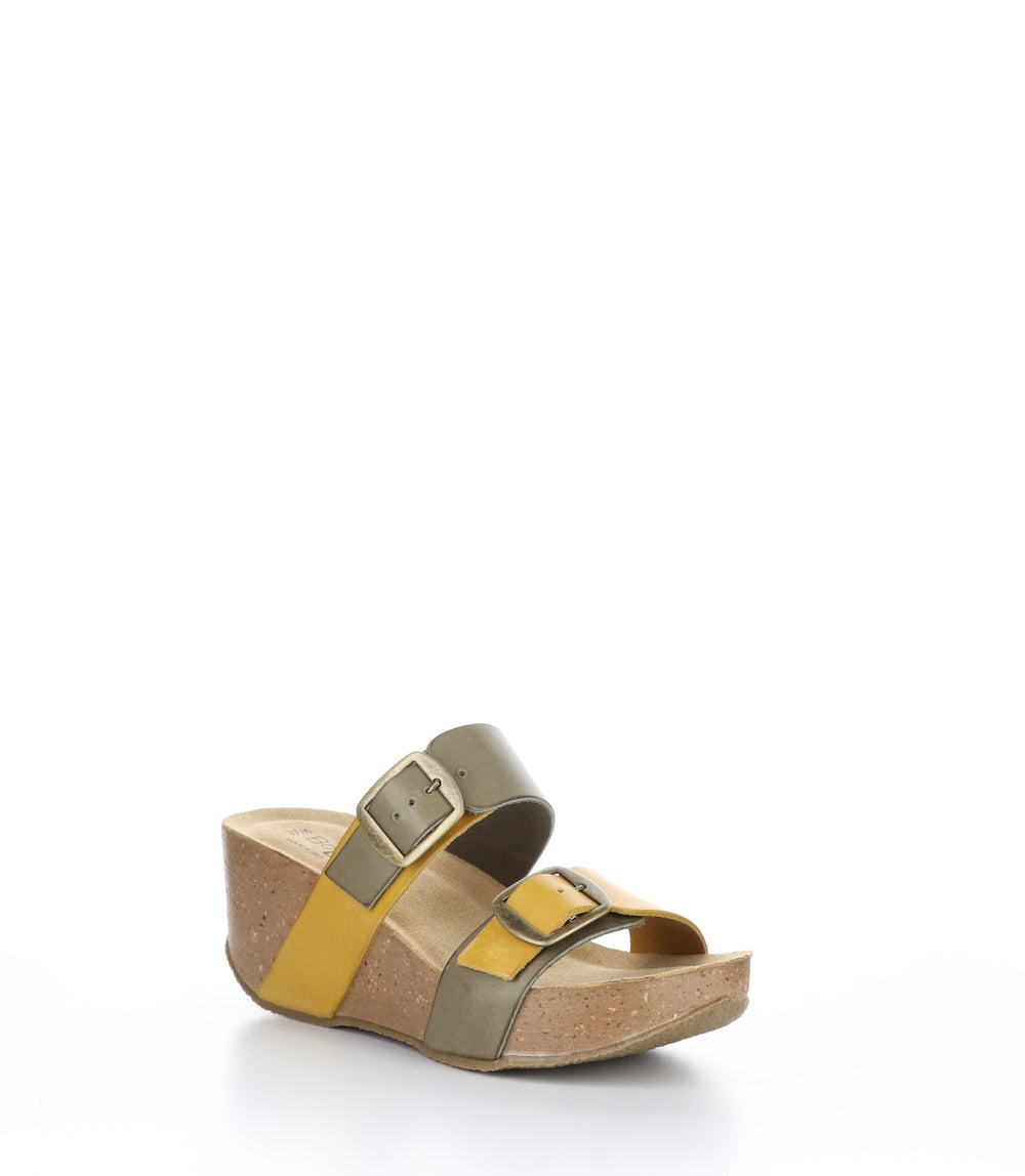 LAWT FANGO TAUPE/YELLOW Wedge Sandals|LAWT Mules Compensées in Beige