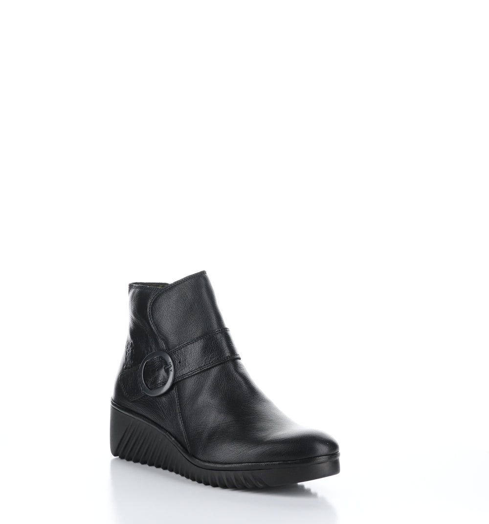 LELI334FLY Black Zip Up Ankle Boots|LELI334FLY Bottines avec Fermeture Zippée in Noir