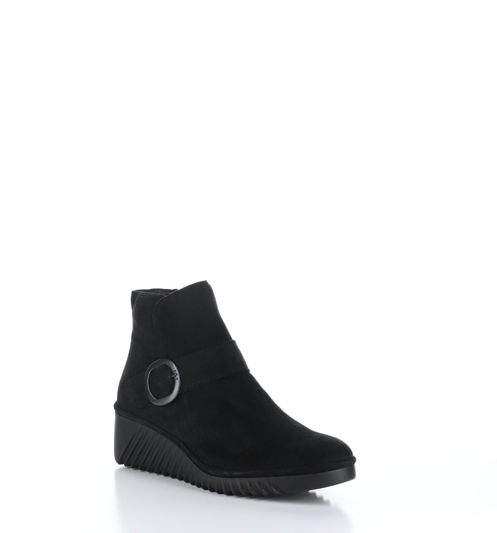 LELI334FLY Black Zip Up Ankle Boots|LELI334FLY Bottines avec Fermeture Zippée in Noir