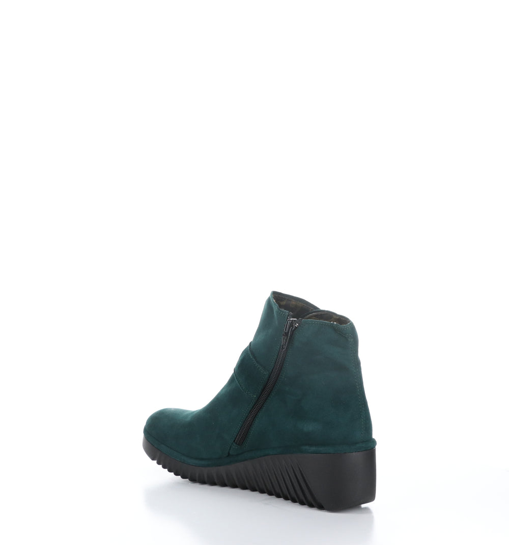 LELI334FLY Forest Green Zip Up Ankle Boots|LELI334FLY Bottines avec Fermeture Zippée in Vert