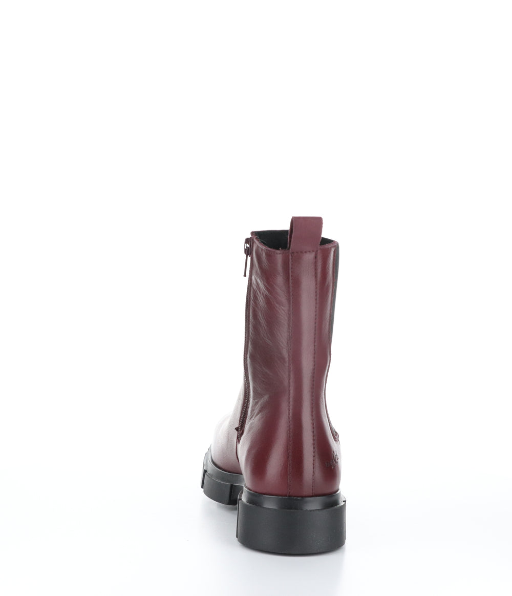 LOCK Bordo/Black Zip Up Boots|LOCK Bottes avec Fermeture Zippée in Rouge