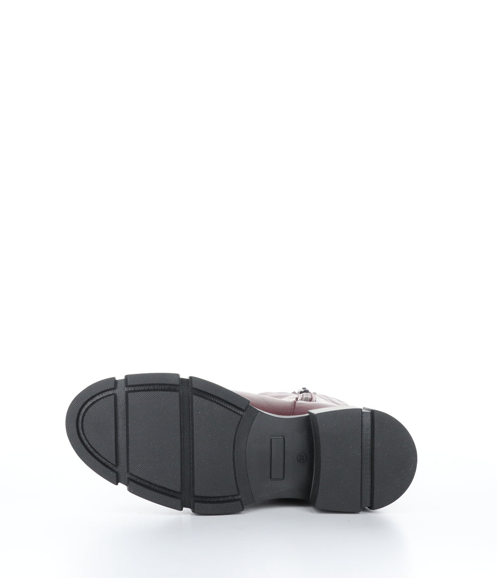 LOCK Bordo/Black Zip Up Boots|LOCK Bottes avec Fermeture Zippée in Rouge