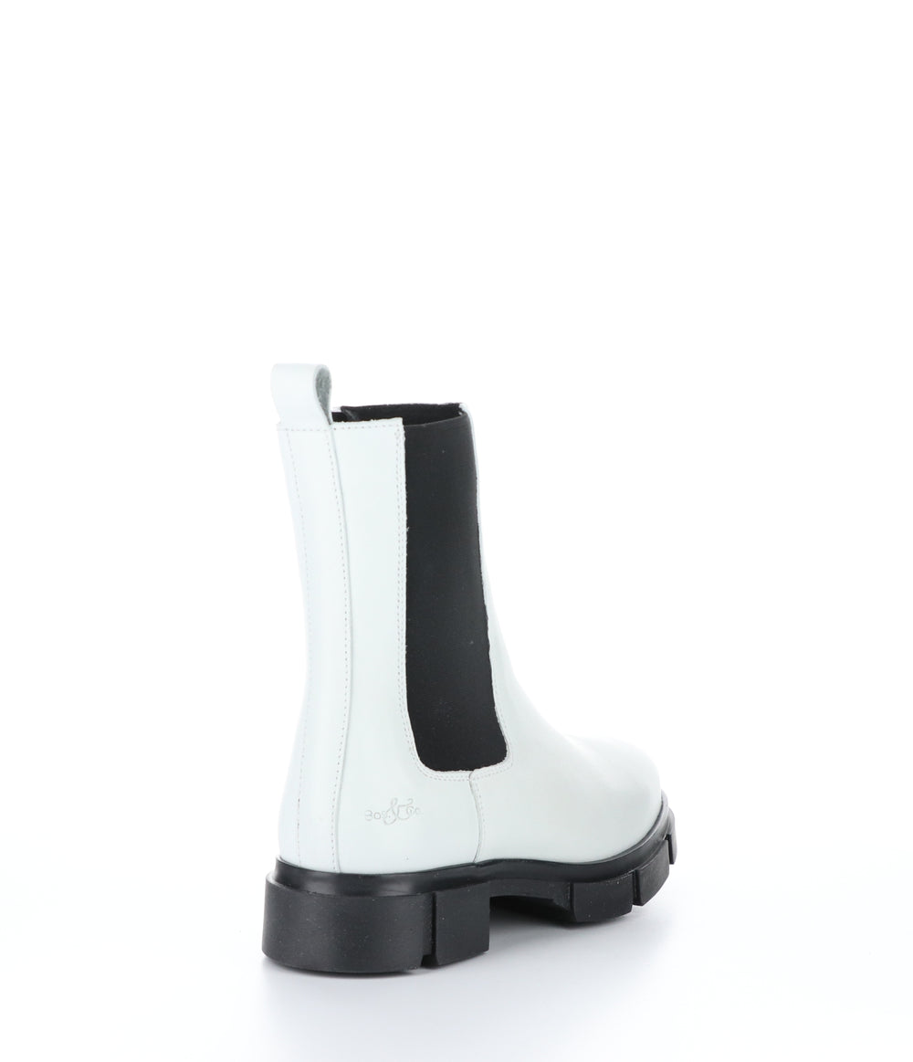 LOCK White/Black Zip Up Boots|LOCK Bottes avec Fermeture Zippée in Blanc