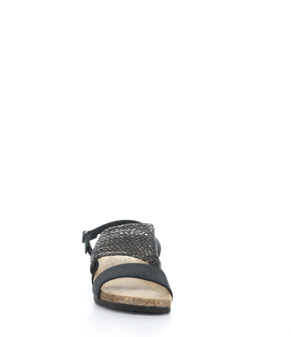 LOVO BLACK/PEWTER Wedge Sandals|LOVO Sandales Compensées in Noir