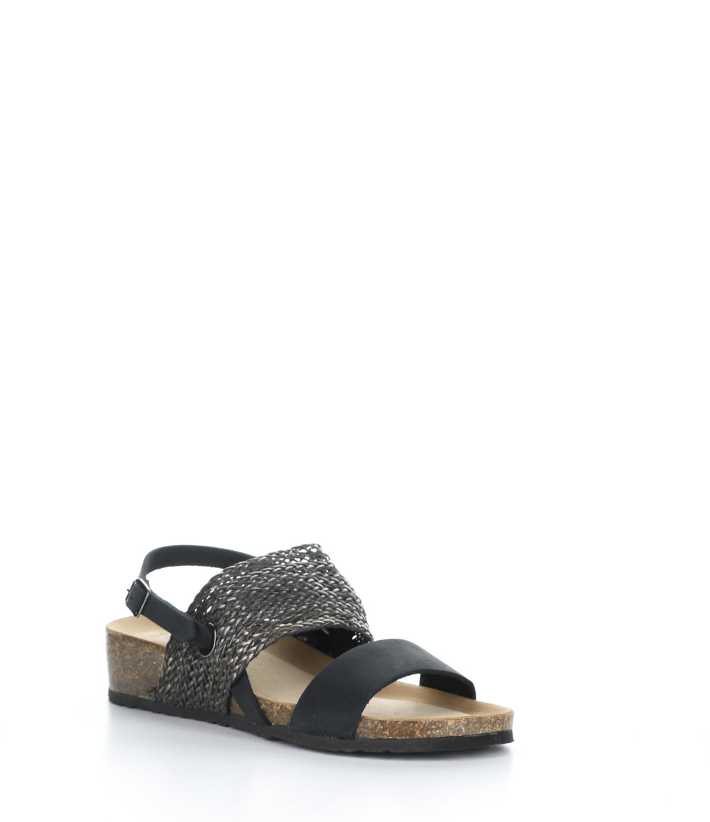 LOVO BLACK/PEWTER Wedge Sandals|LOVO Sandales Compensées in Noir