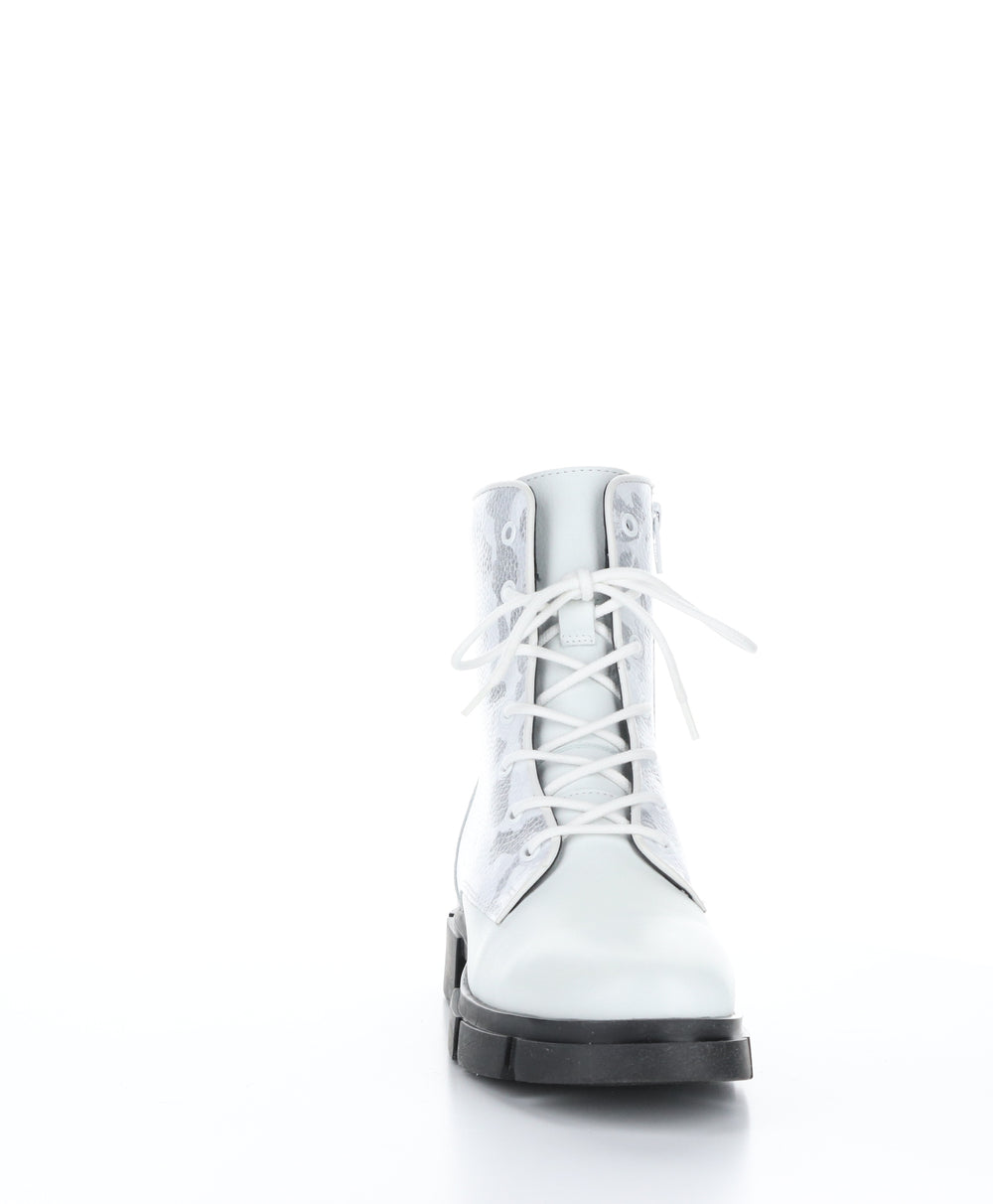 LUCK White/White/Silver Zip Up Boots|LUCK Bottes avec Fermeture Zippée in Blanc