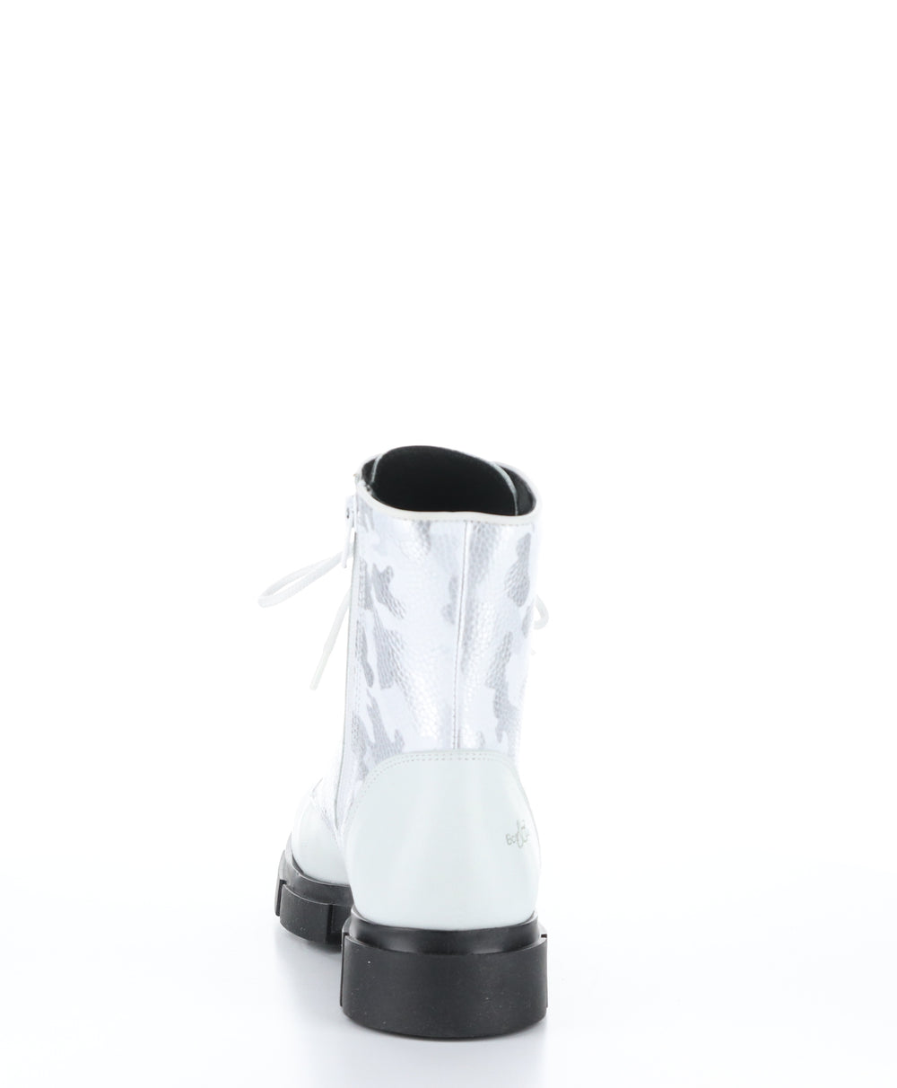 LUCK White/White/Silver Zip Up Boots|LUCK Bottes avec Fermeture Zippée in Blanc