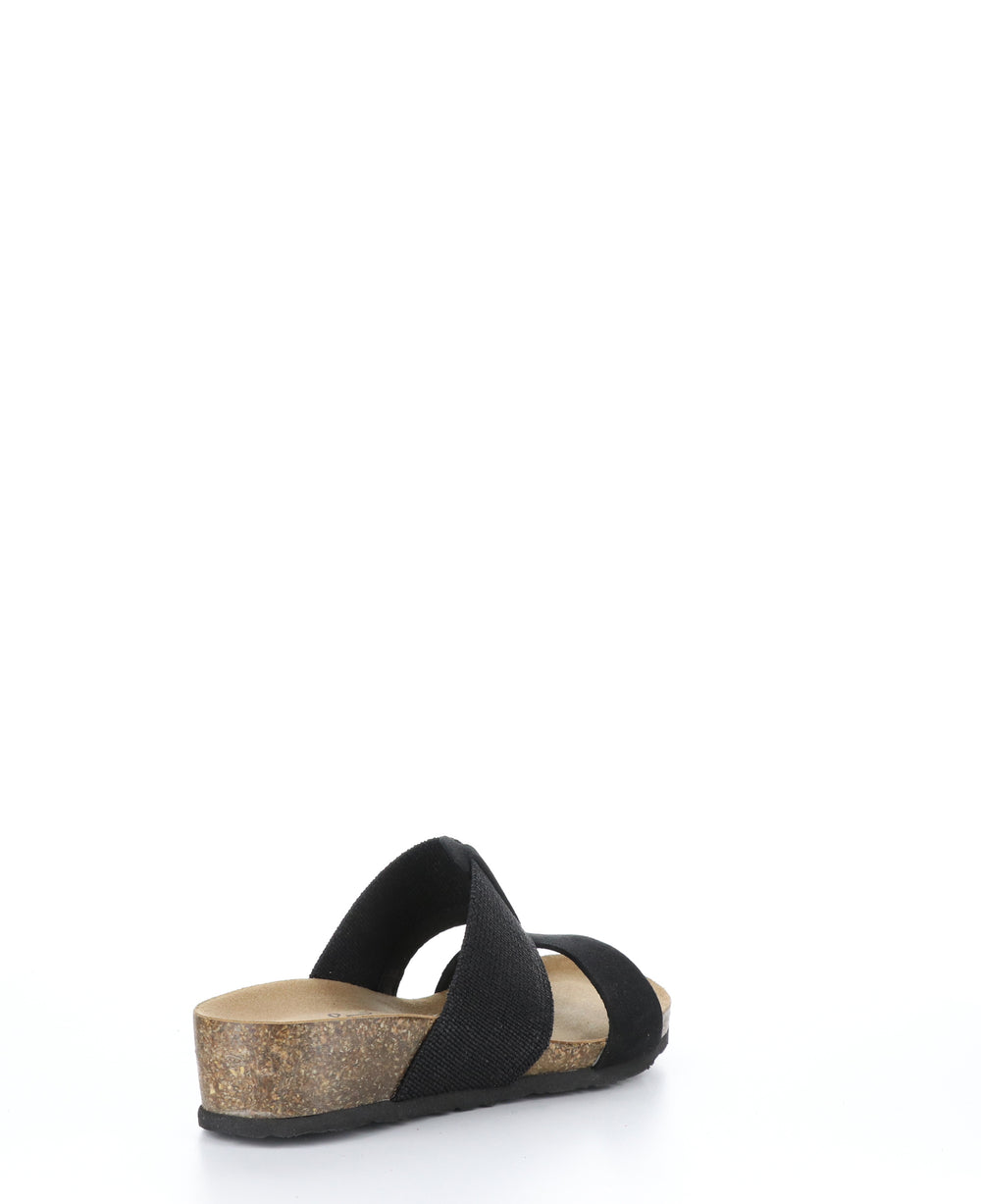 LULU BLACK Wedge Sandals|LULU Sandales Compensées in Noir
