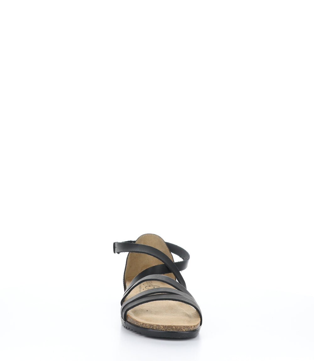 LUMIE Black Round Toe Sandals|LUMIE Sandales à Bout Rond in Noir