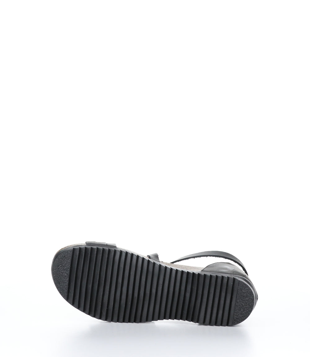 LUMIE Black Round Toe Sandals|LUMIE Sandales à Bout Rond in Noir