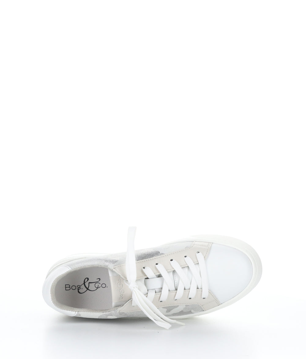 MARDI WHITE/SILGREY/CREAM Lace-up Trainers|MARDI Baskets à Lacets in Blanc