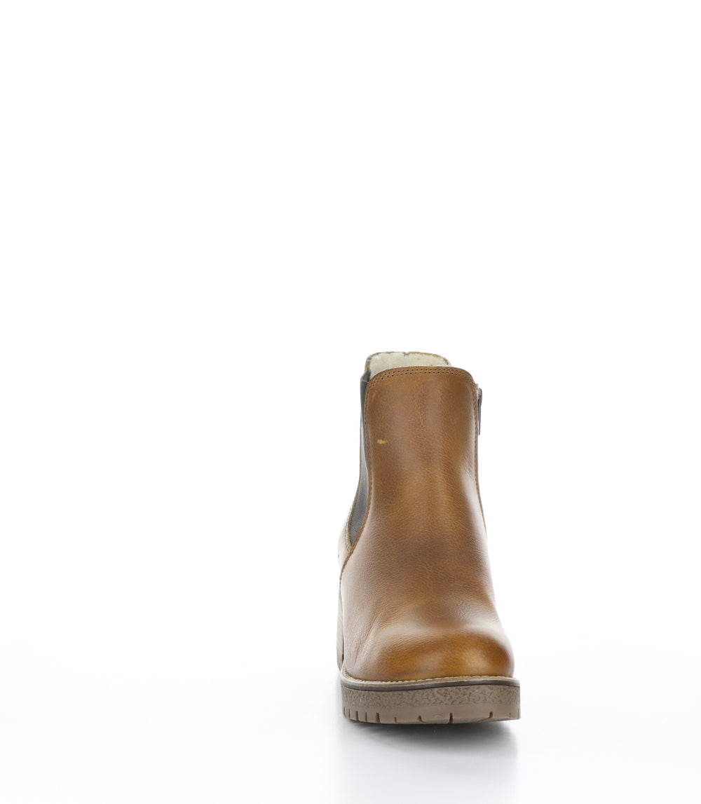 MASI Cognac Zip Up Ankle Boots|MASI Bottines avec Fermeture Zippée in Marron