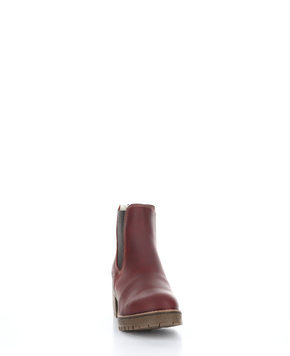 MASI Red/Dark Brown Zip Up Ankle Boots|MASI Bottines avec Fermeture Zippée in Rouge