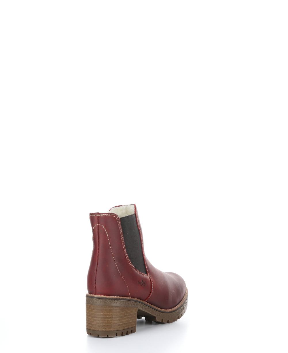 MASI Red/Dark Brown Zip Up Ankle Boots|MASI Bottines avec Fermeture Zippée in Rouge