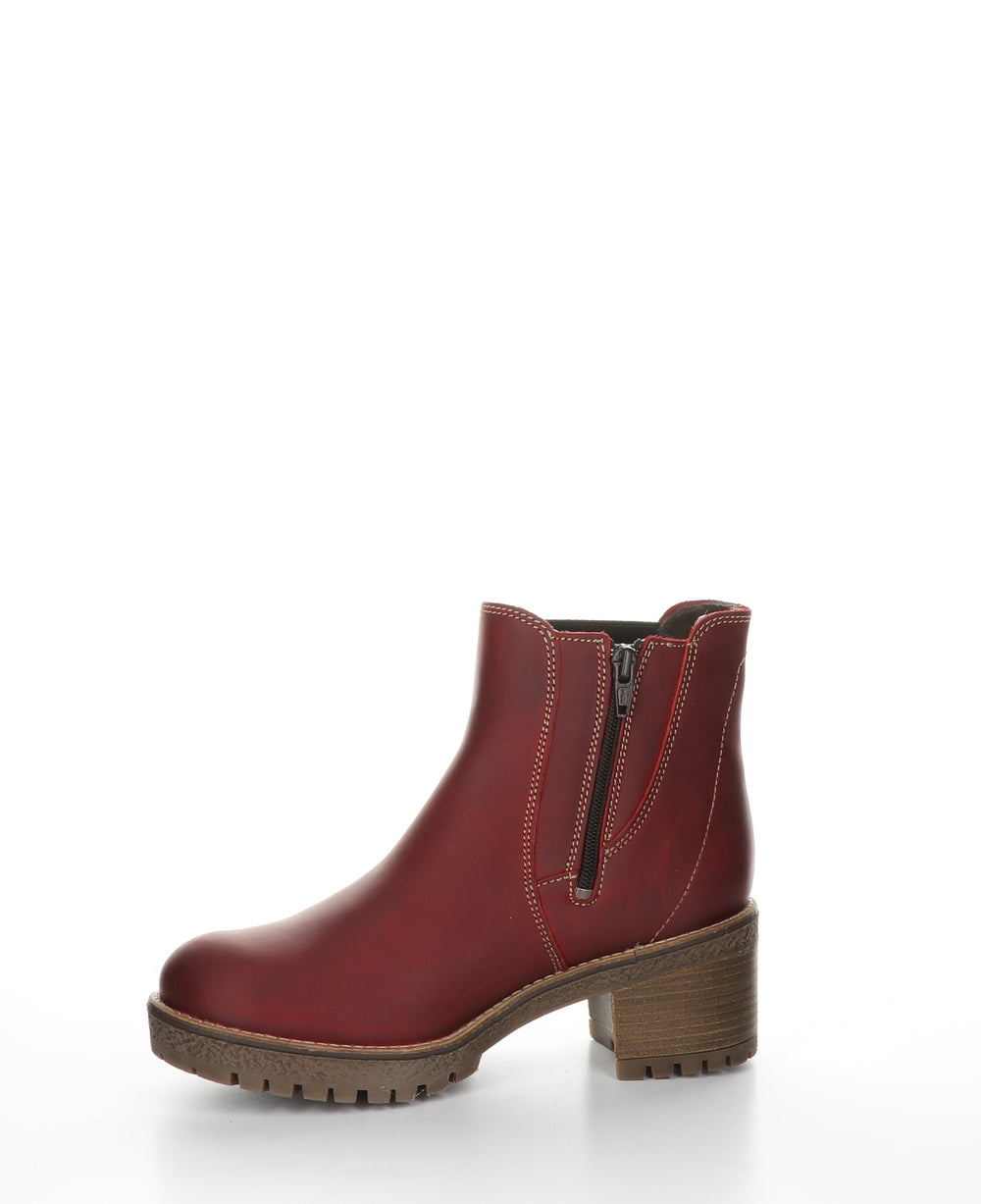 MASS Red Zip Up Ankle Boots|MASS Bottines avec Fermeture Zippée in Rouge