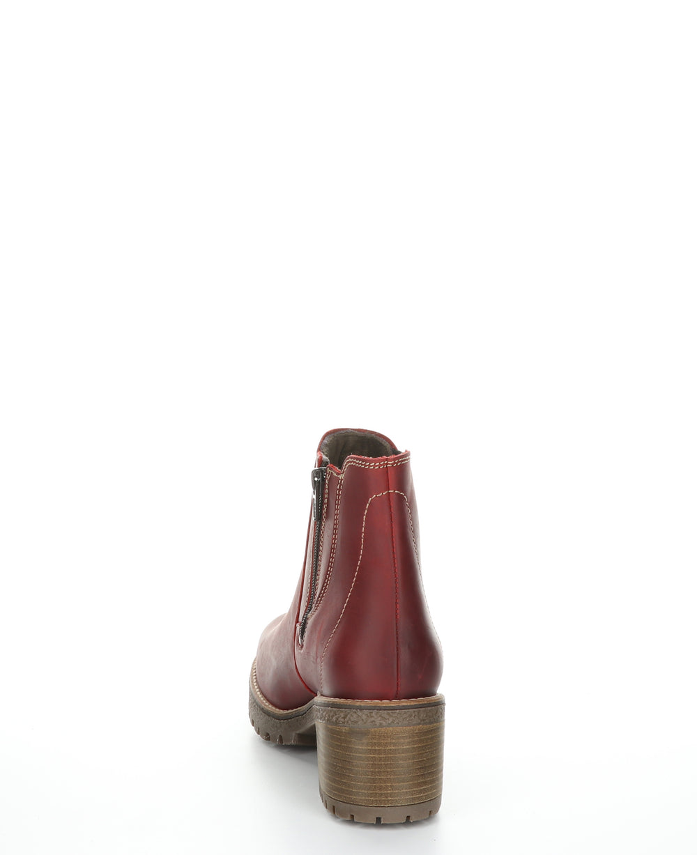 MASS Red Zip Up Ankle Boots|MASS Bottines avec Fermeture Zippée in Rouge