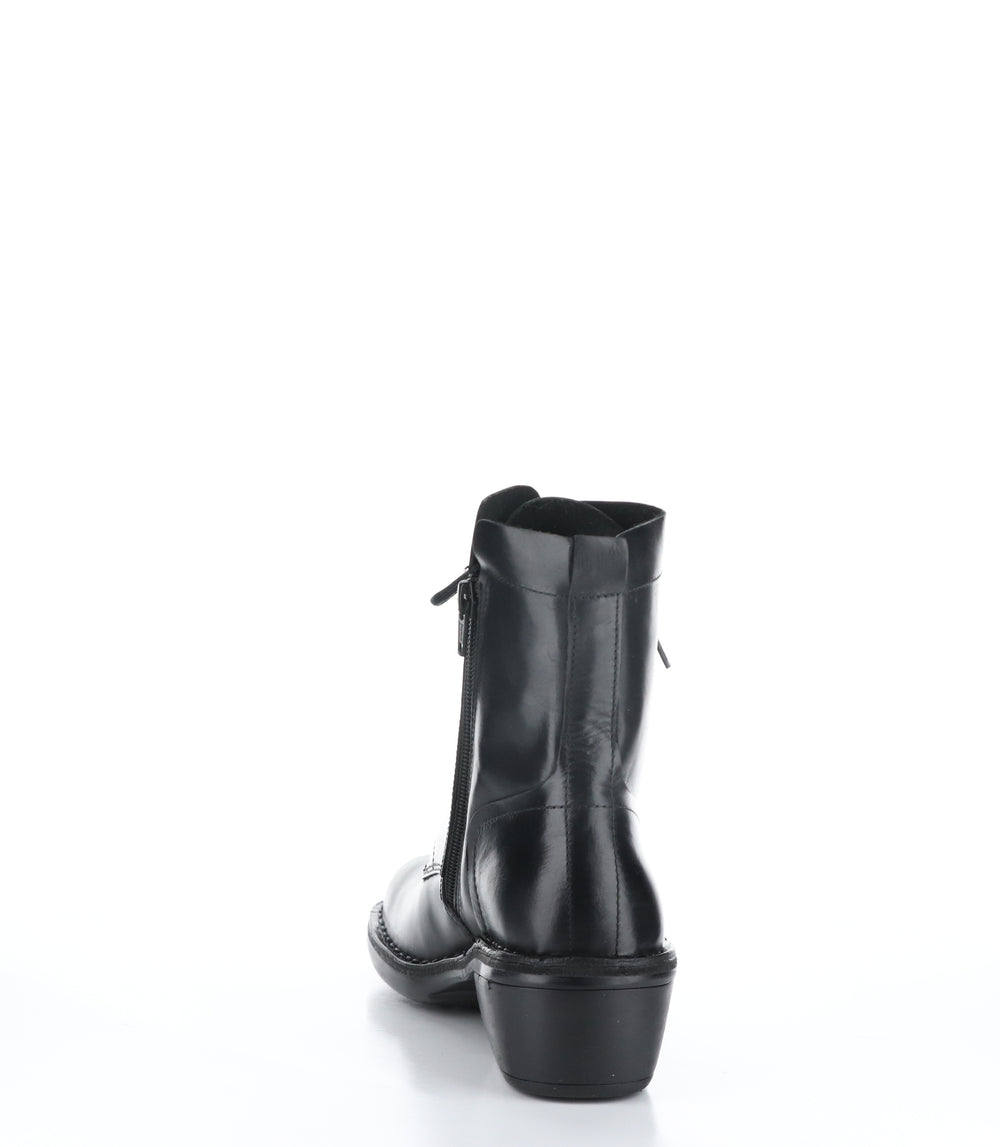 MILU044FLY Black Zip Up Boots|MILU044FLY Bottes avec Fermeture Zippée in Noir