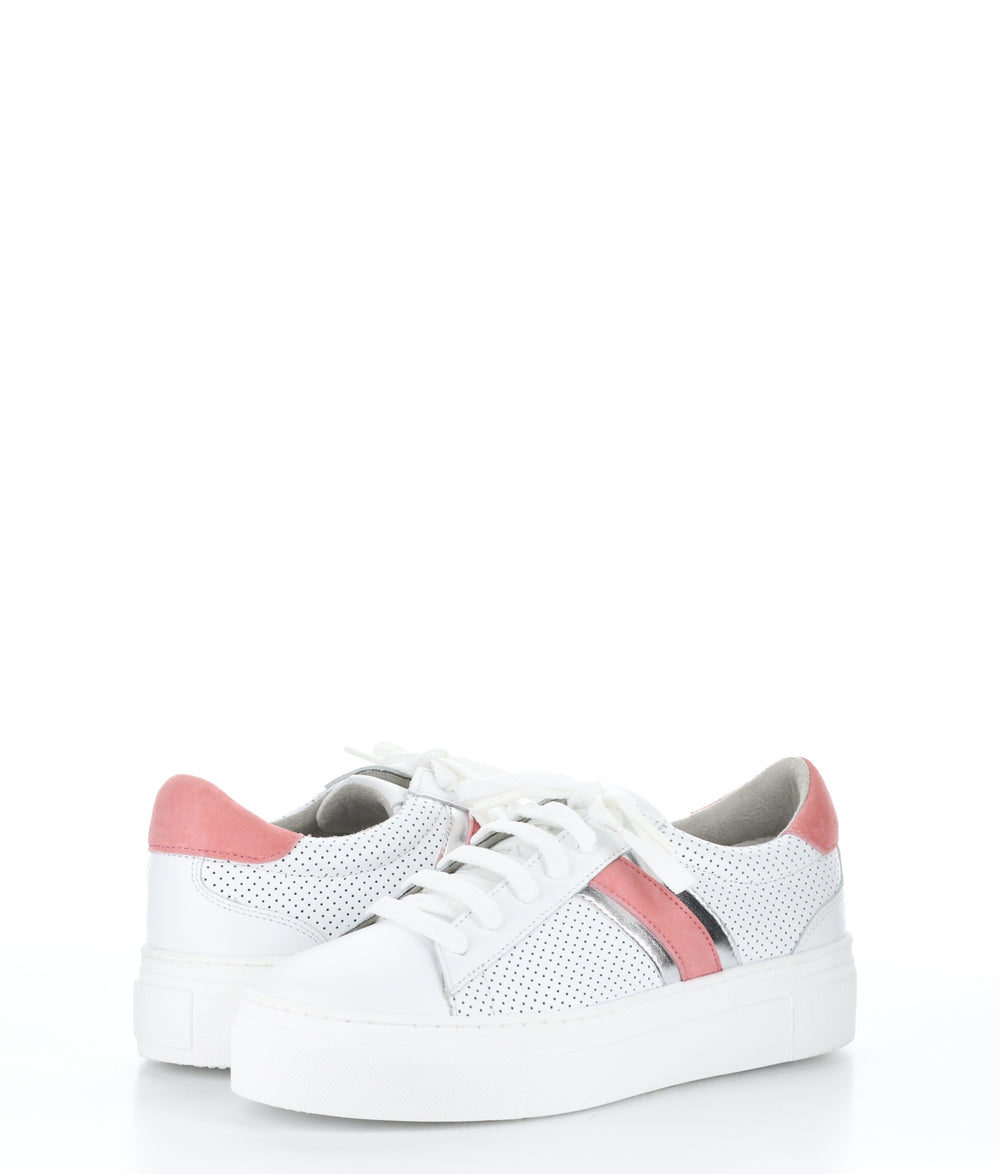 MONIC WHITE/SALMON/SILVER Lace-up Trainers|MONIC Baskets à Lacets in Blanc