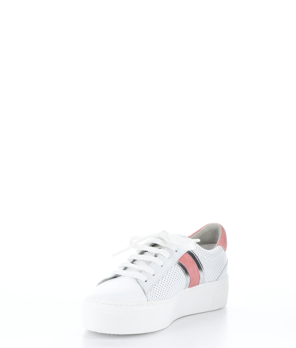 MONIC WHITE/SALMON/SILVER Lace-up Trainers|MONIC Baskets à Lacets in Blanc