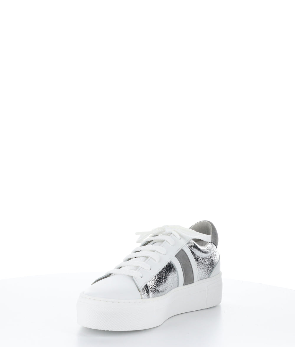 MONIC WHITE/SILVER/GREY Lace-up Trainers|MONIC Baskets à Lacets in Blanc