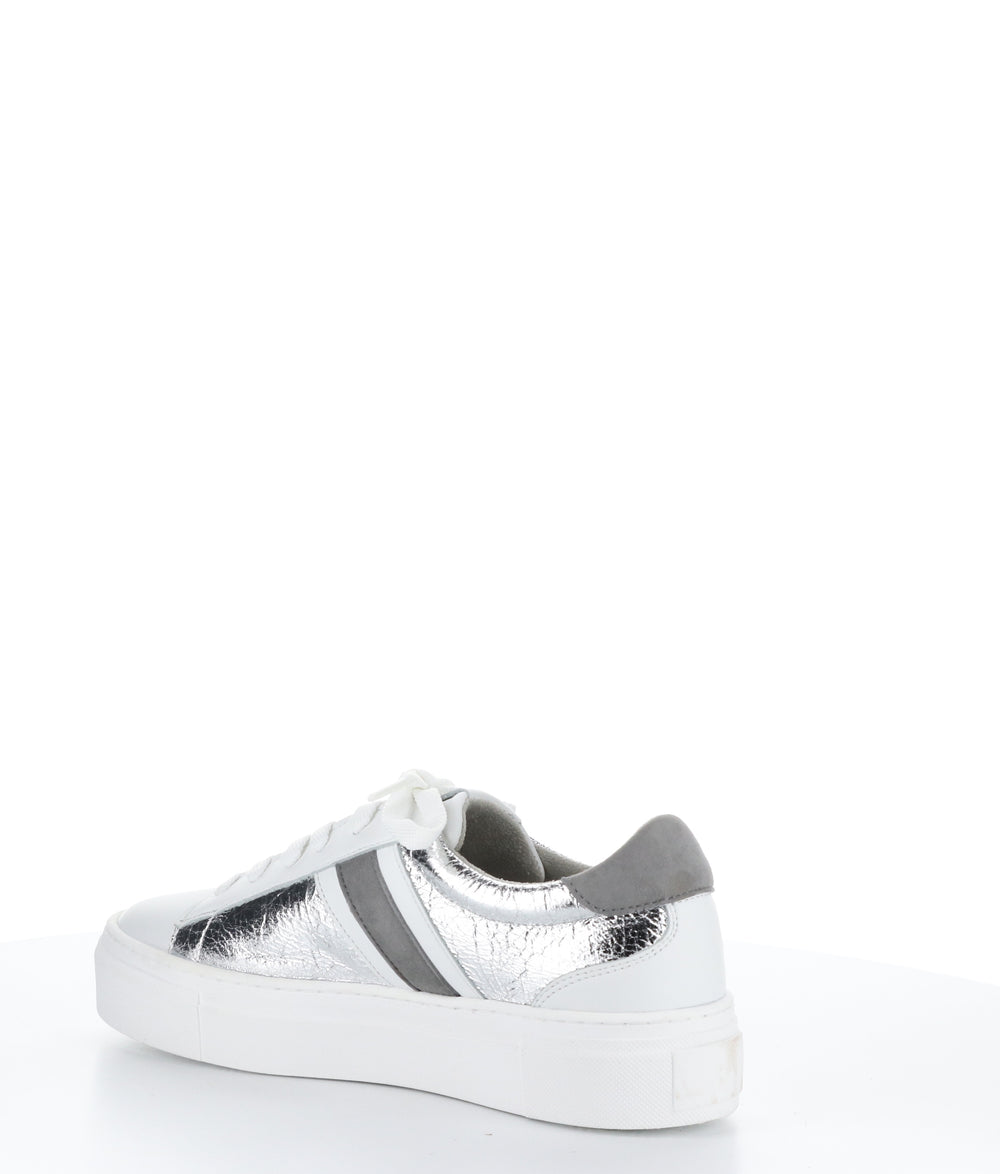 MONIC WHITE/SILVER/GREY Lace-up Trainers|MONIC Baskets à Lacets in Blanc
