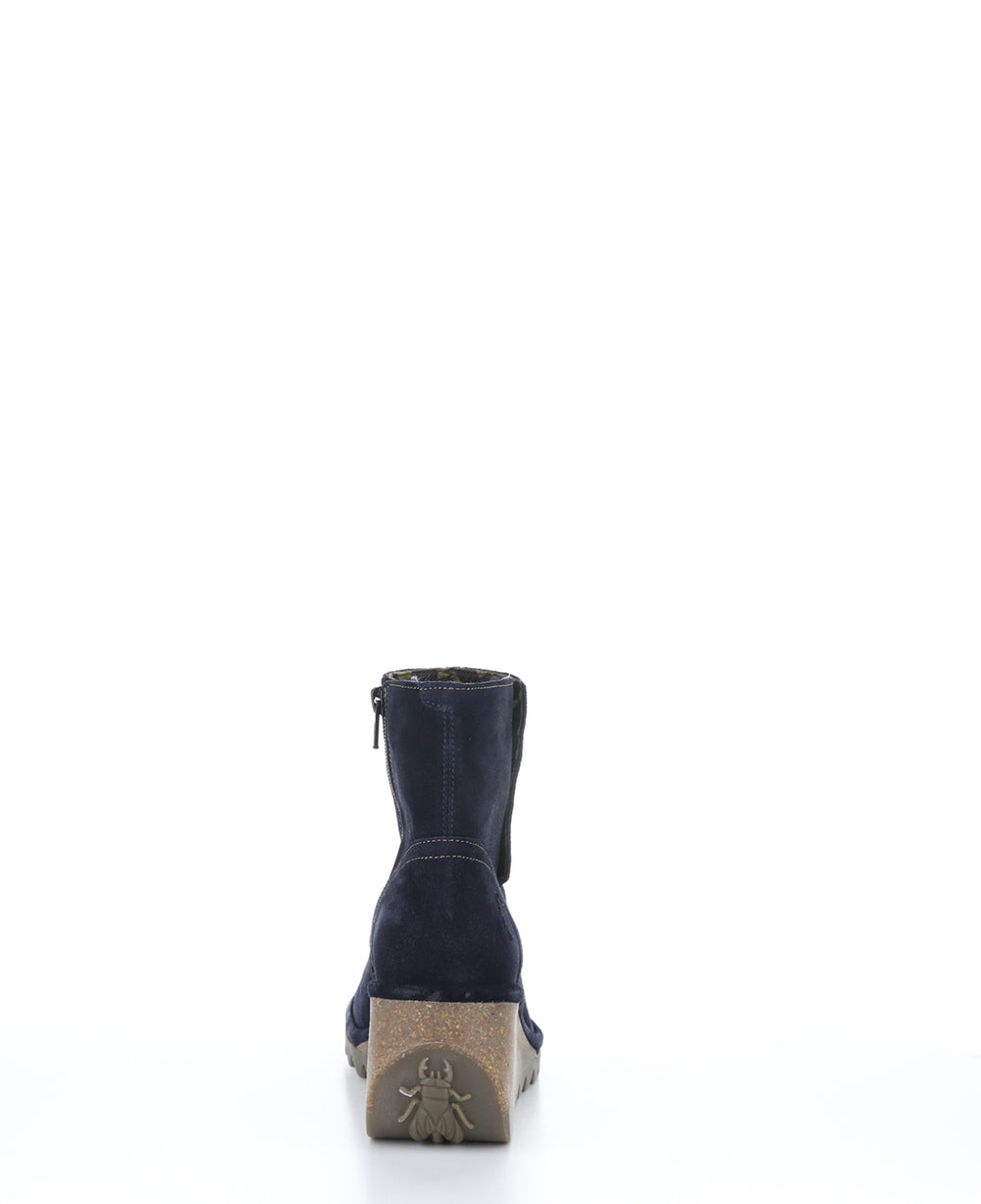 NERY336FLY Navy Zip Up Ankle Boots|NERY336FLY Bottines avec Fermeture Zippée in Bleu