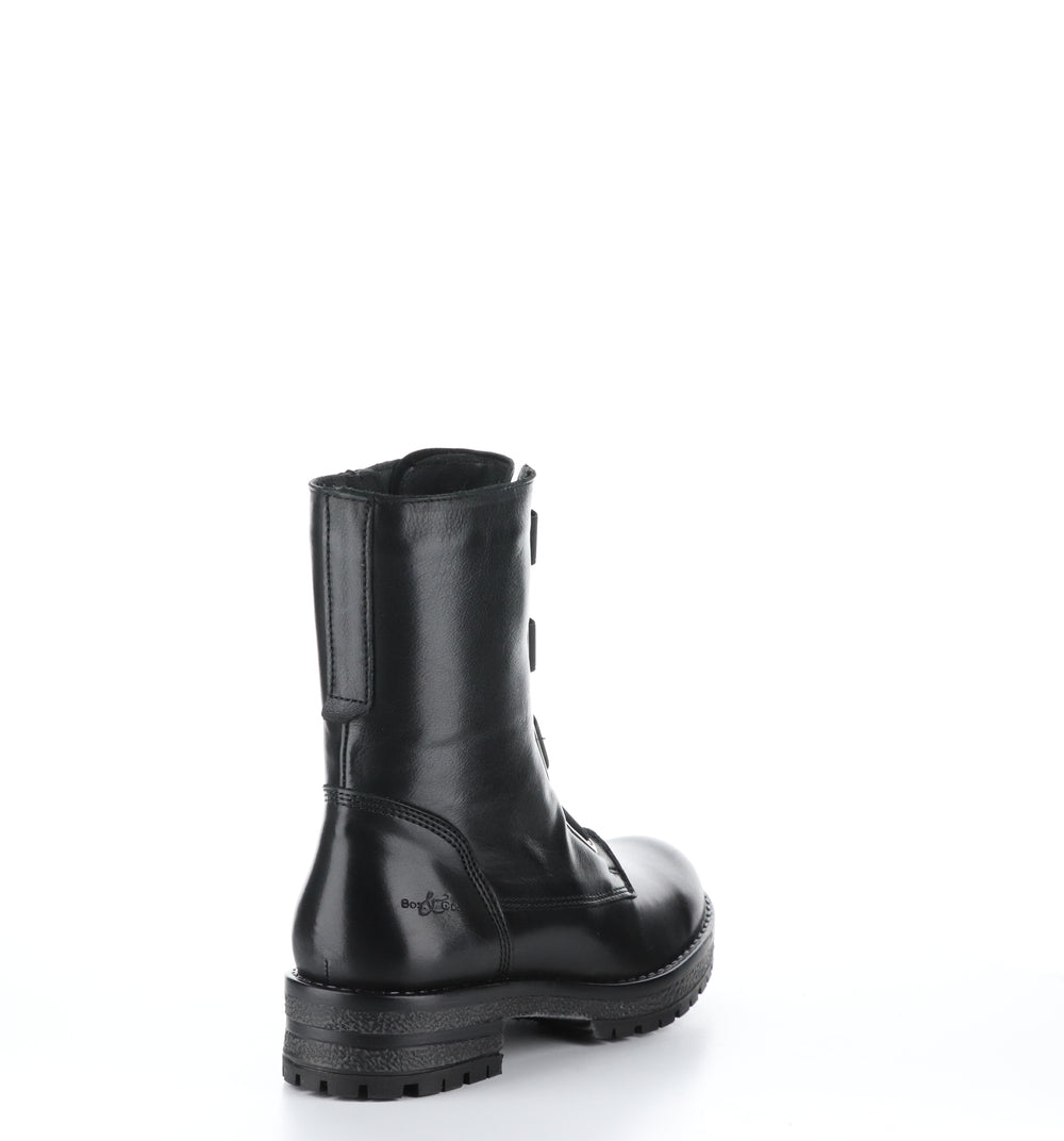 PAUSE Black Leather Zip Up Boots|PAUSE Bottes avec Fermeture Zippée in Noir