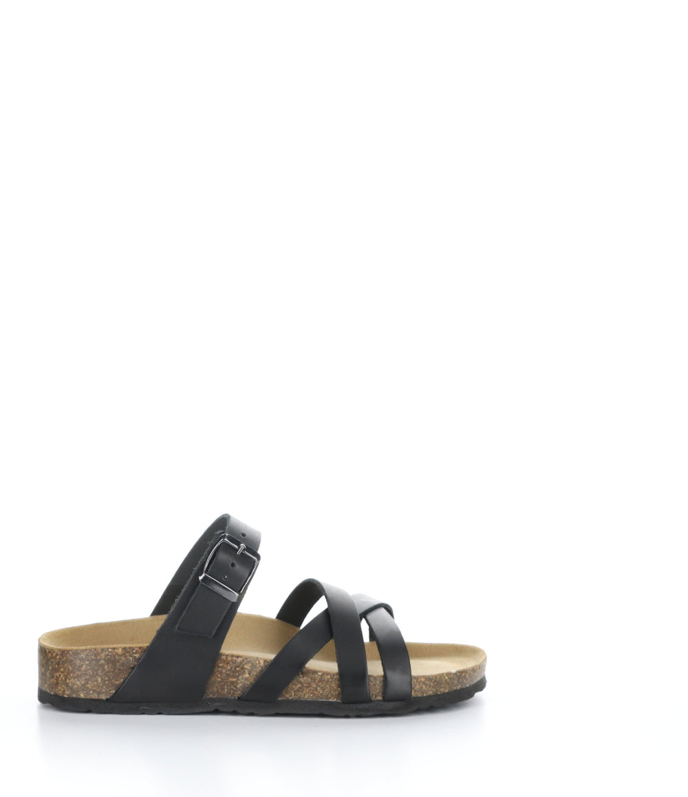 PISCES BLACK Strappy Sandals|PISCES Sandales à Brides in Noir