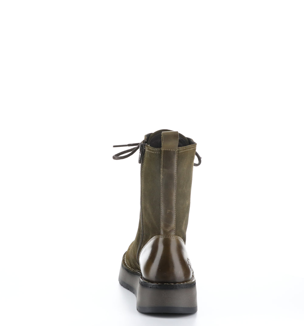 RAMI043FLY Sludge/Olive Zip Up Boots|RAMI043FLY Bottes avec Fermeture Zippée in Vert