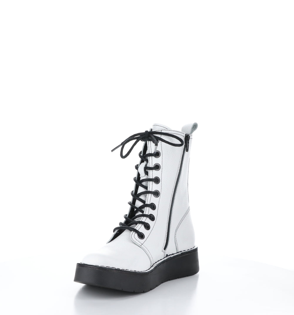 RAMI043FLY White Zip Up Boots|RAMI043FLY Bottes avec Fermeture Zippée in Blanc