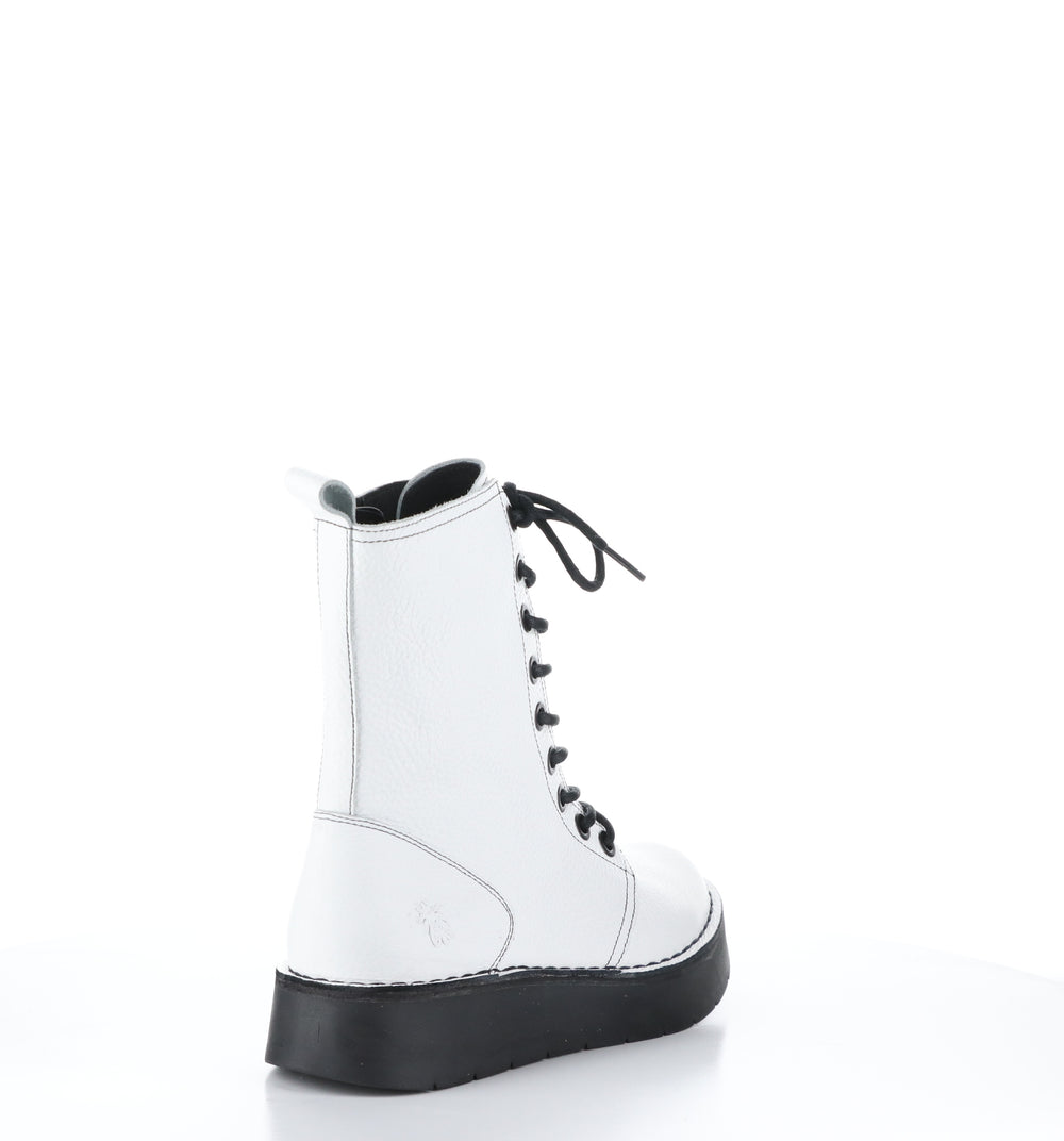 RAMI043FLY White Zip Up Boots|RAMI043FLY Bottes avec Fermeture Zippée in Blanc