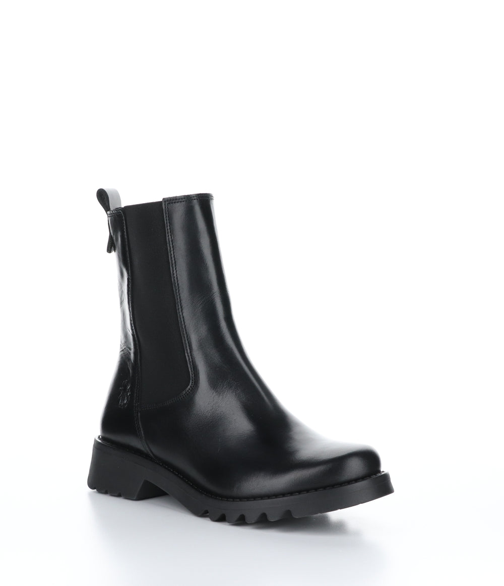REIN795FLY Black Round Toe Boots|REIN795FLY Bottes à Bout Rond in Noir